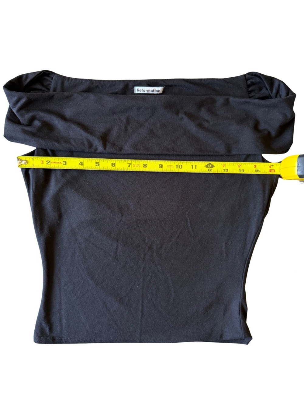 Reformation Black Off Shoulder Drape Top Soft Stretch Minimalist XS S - Picture 5 of 6